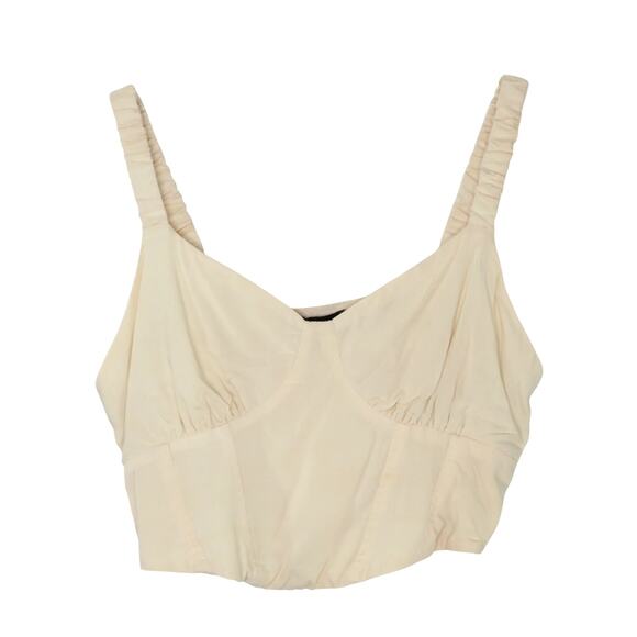 Kendall & Kylie Cream Cropped Tank Top Corset Top Smocked Coquette Medium - Picture 7 of 7